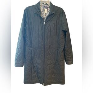 Patagonia Sz XL Black Long Winter Quilted Pocket Front Zipper Coat Jacket